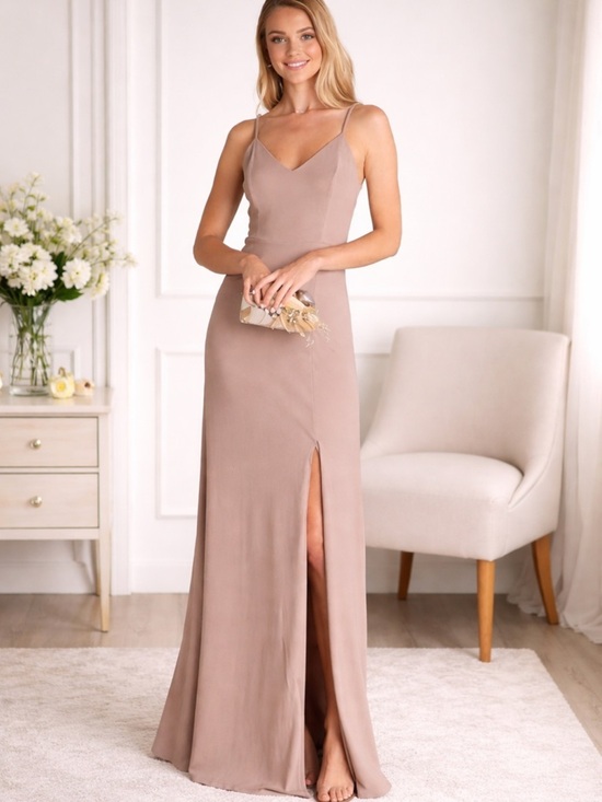 Birdy Grey Dresses & Skirts - Birdy Grey Jay Taupe Maxi Dress Bridesmaid Formal Wedding Guest Gown Size XS